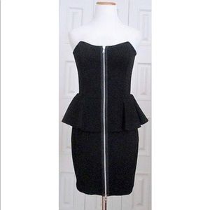 Parker Black Peplum Strapless Dress